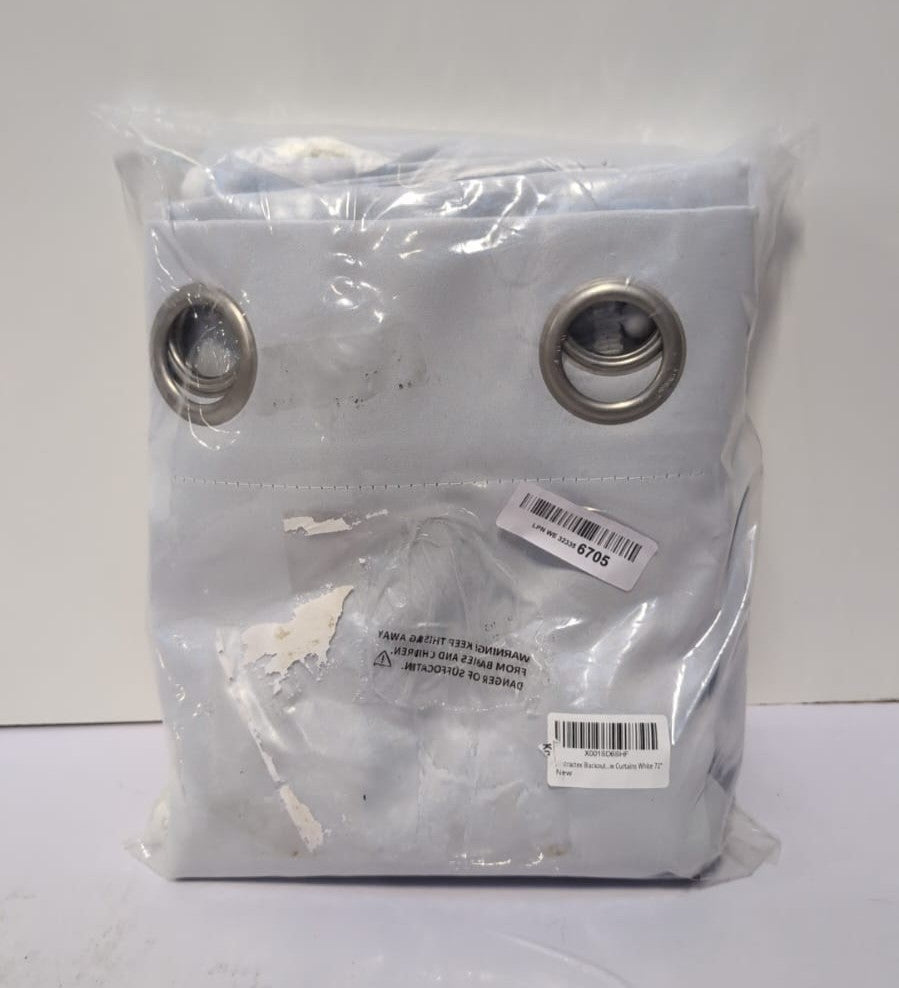 Abstractex White Linen Full Blackout Eyelet Curtains 72 Inch Long Drop