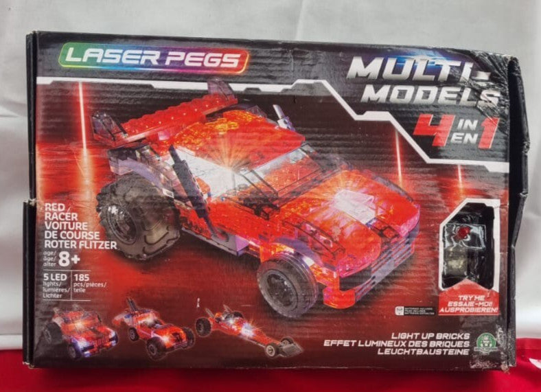 giochi preziosi s.p.a. LAU01000 Laser Pegs Models-4-in-1 Red Racer (box damaged)