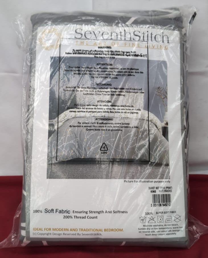 Printed Duvet Cover Set White Floral Bedding Breathable Comforter Quilt