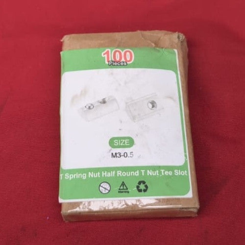 100Pcs M3 T Spring Nut Fastener Carbon Steel Nickel Plated Half (box damaged)