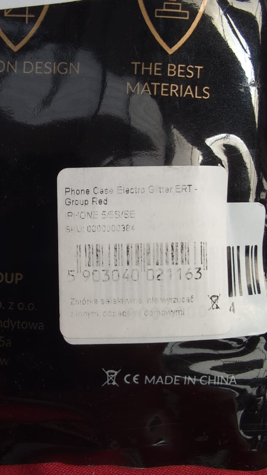 ERT GROUP Electro case with glitter insert and red sides for iPhone 5/5S/SE