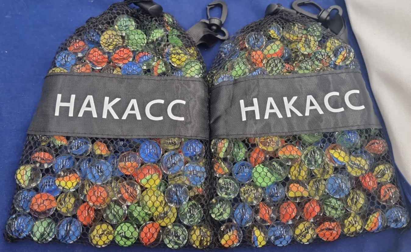 HAKACC Glass Marbles with Bucket, Assorted Round Variety(2pack)