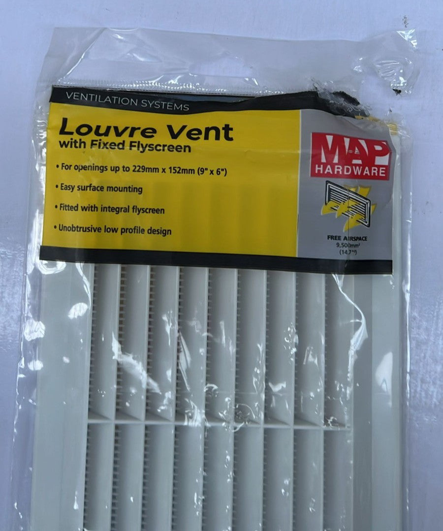 Map White Louvre Vent 229 x 152mm (9"x6") with Detachable Flyscreen