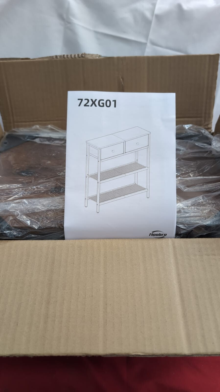 HOOBRO Console Table, Slim with 2 Non-woven Drawers, (packaging damaged)