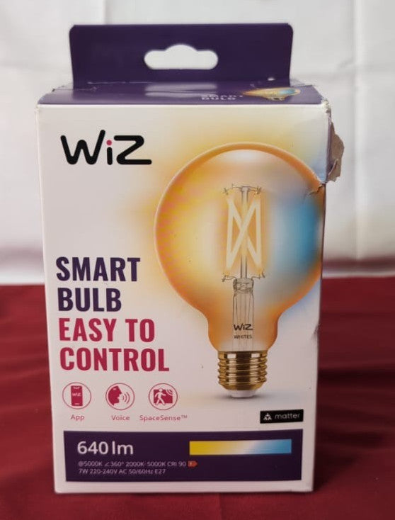 WiZ Smart Bulb, E27, Amber Glass Globe LED Bulb, Dimmable (BOX DAMAGED)