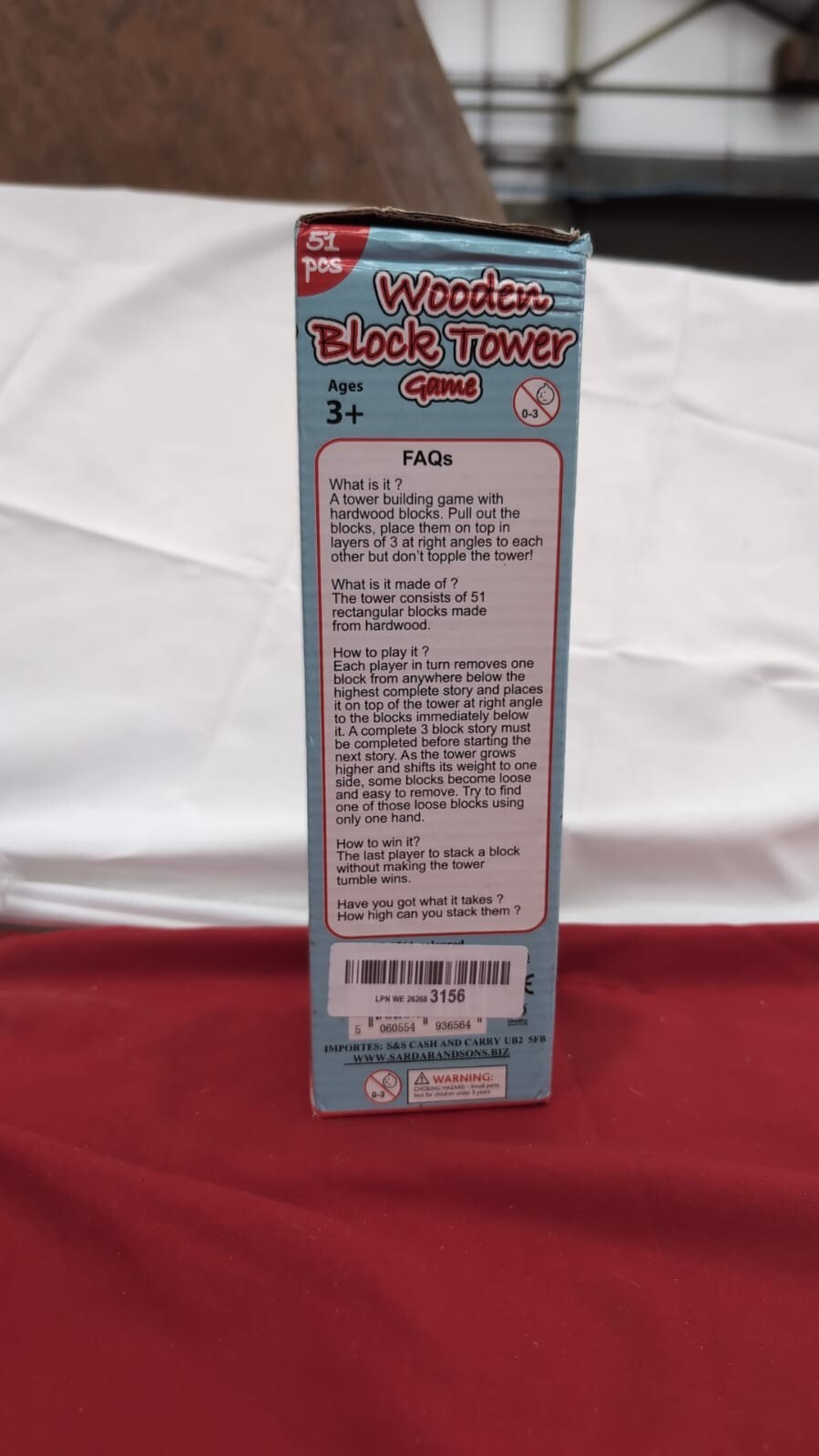 Wooden Block Tower Game 51 Rectangular Pcs Hardwood Set Stacking, Stack