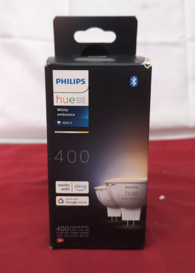 Philips Hue LED Smart Light spot - White Light 2 Pack (BOX DAMAGED)