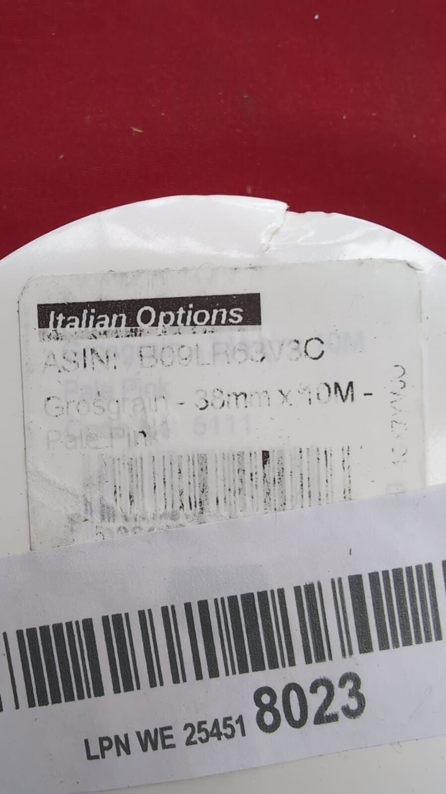 Italian Options Grosgrain Ribbon, 38mm x 10 Metre Roll, Pale Pink