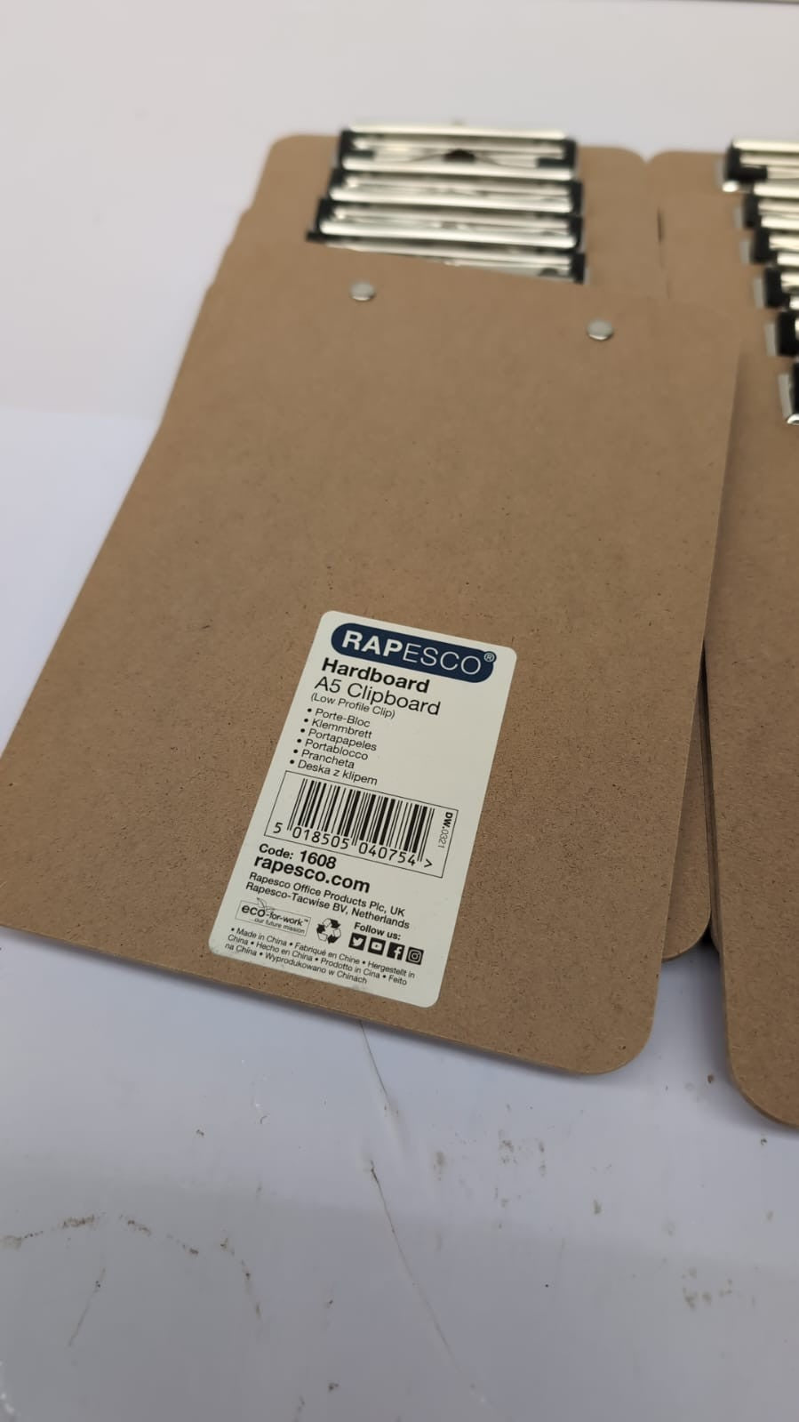 Rapesco 1608 Business Pack: 12 Standard Hardboard Clipboards, A5, Brown