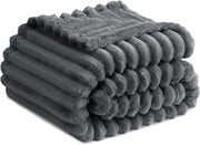 RUIKASI Fleece Throw Blanket Dark Grey