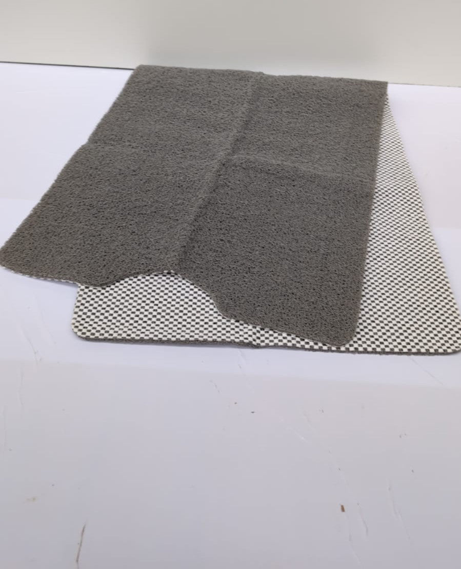 Non-Slip Shower Mat Bathtub Mat with Drain Soft on Feet PVC Loofah Shower ,Grey