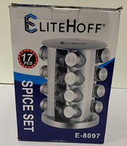 EliteHoff Spice Carousel, Rotating Round Spice Rack 17 Pcs