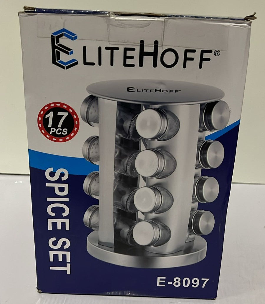 EliteHoff Spice Carousel, Rotating Round Spice Rack 17 Pcs