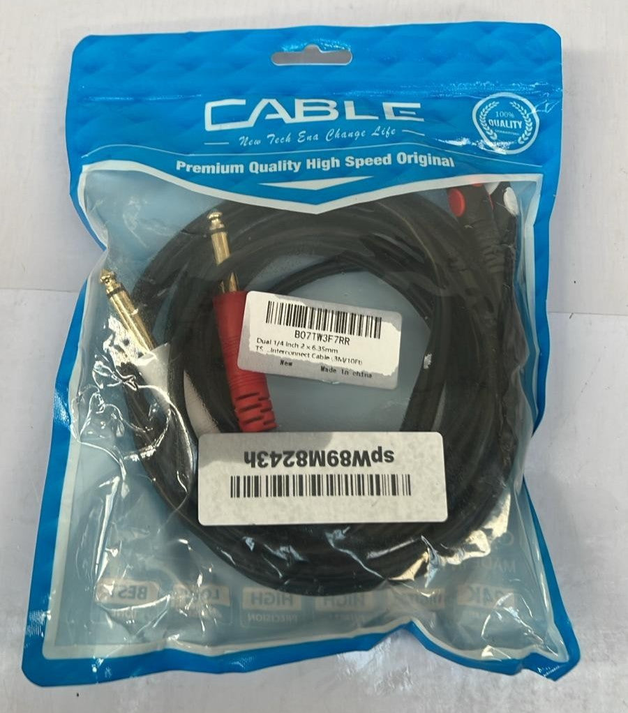 Dual 1/4 inch 2 x 6.35mm TS Mono Male Jack to Dual RCA male Audio Cable