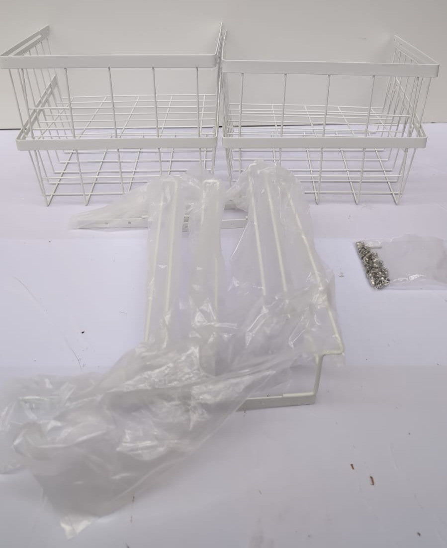 4 Pack White metal Storage Baskets (30 x 25 x 13cm)