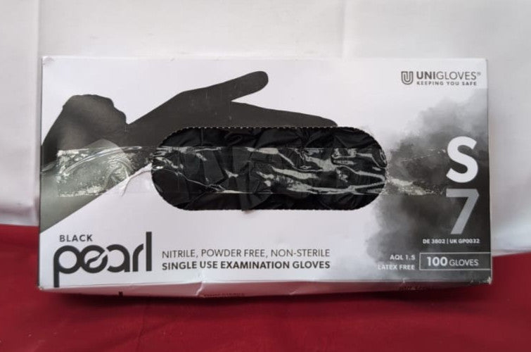 Unigloves Black Pearl Powder-Free Disposable Nitrile 100 pcs (packaging damaged)