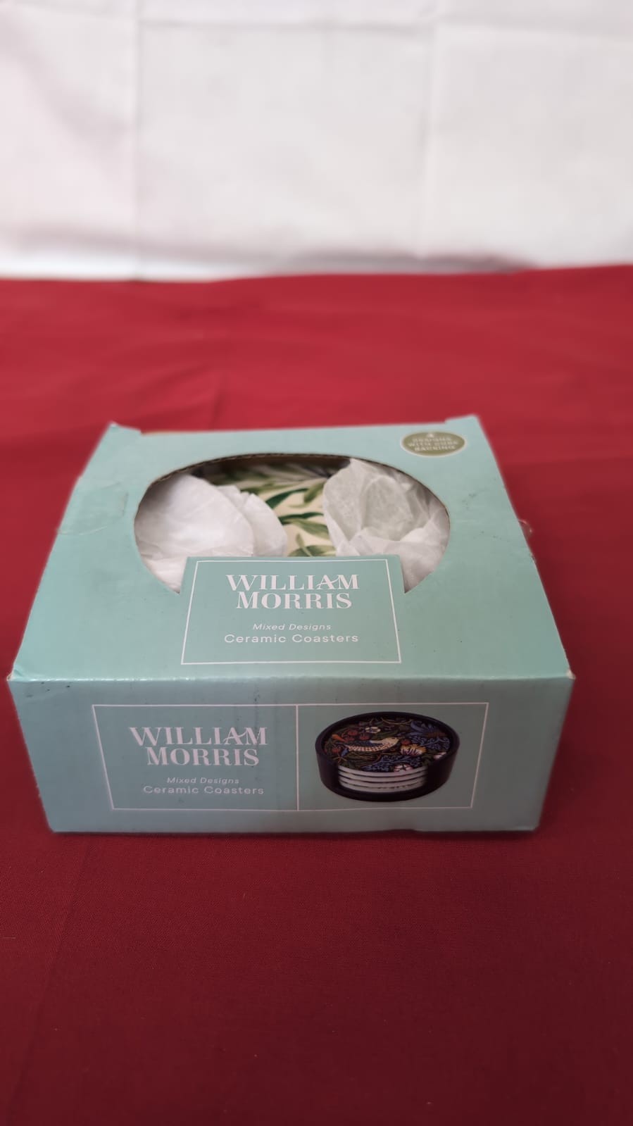 William Morris Set of 4 Ceramic Coasters(packaging damaged  holder missing)