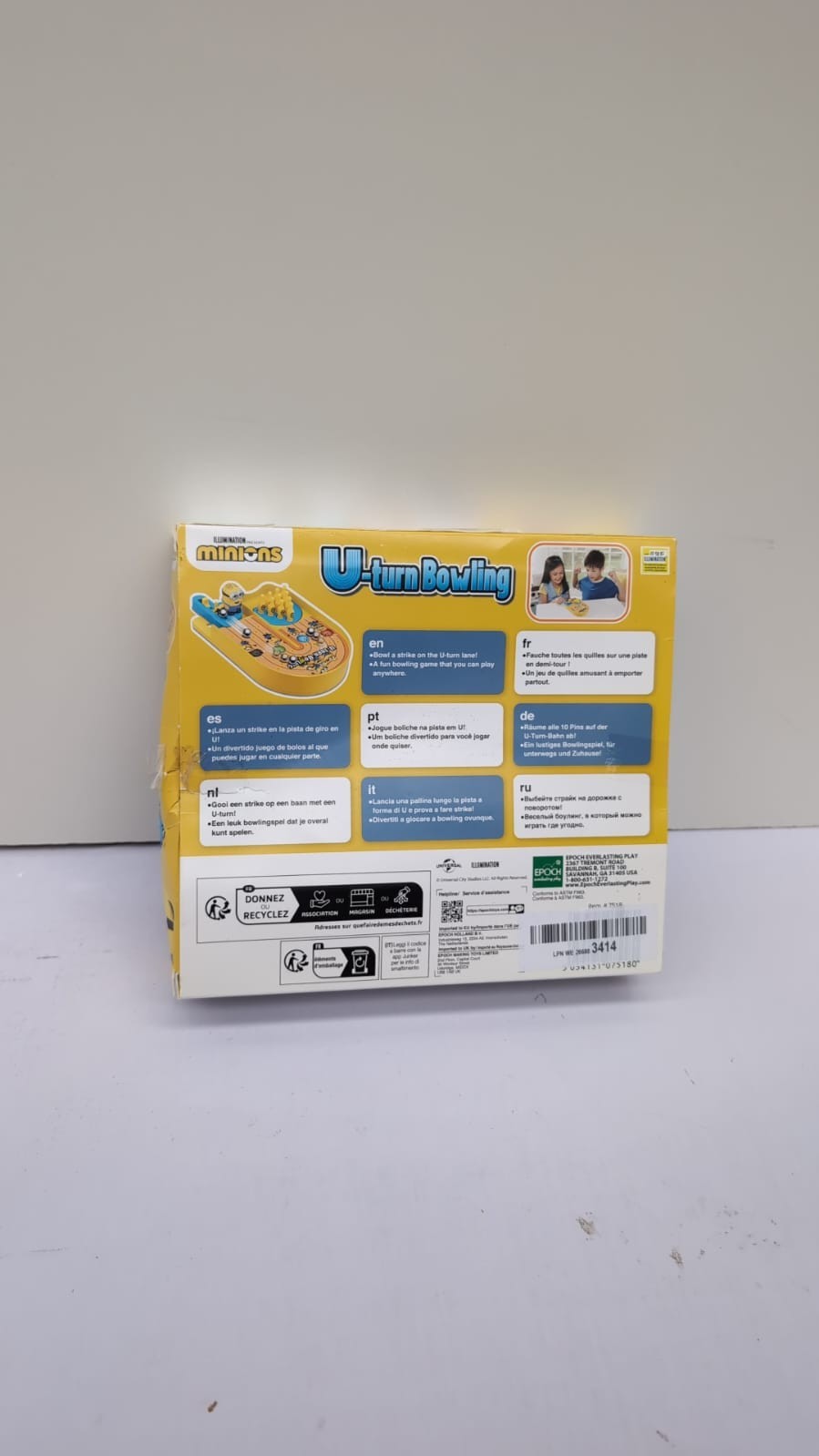 Minions U-Turn Bowling, Epoch Games 7518 (box slightly damaged)