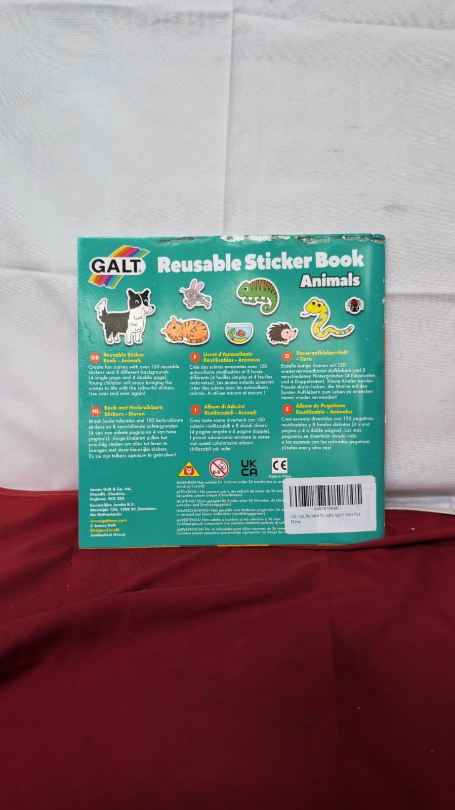 Galt Toys Reusable Sticker Book  Animals (front and back cover slightly scuffed)