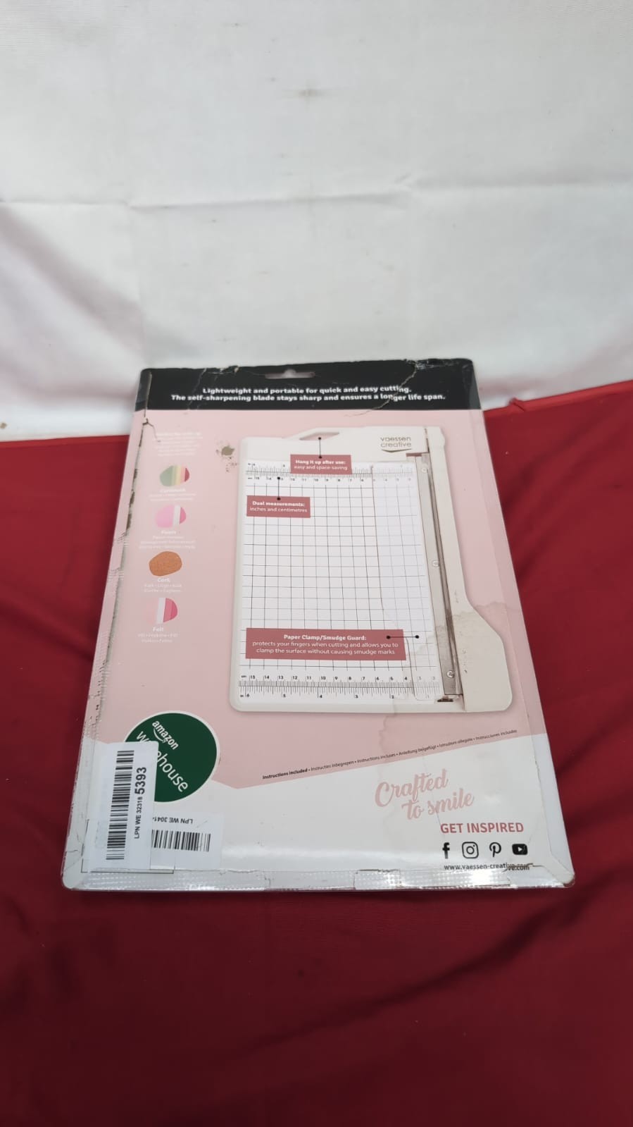 Mini Guillotine Paper Cutter, 4 x 6 inches, White/Pink(packaging damaged)
