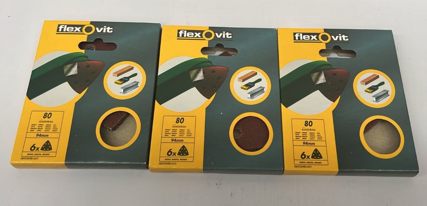 Flexovit Delta Sanding Sheets - 6Pcs, 94mm  63642526400/5537 (3 PACK)