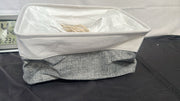 Grey White Storage Baskets, Canvas Storage Box for Wardrobe,19cm deep