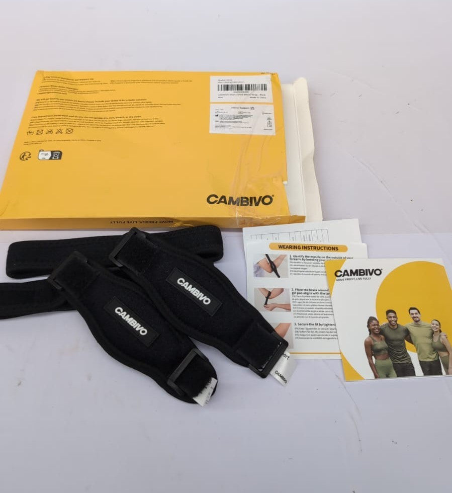 CAMBIVO Tennis Elbow Support Strap, 2 Pack Tennis & Golfers ,BLACK(BOX DAMAGED)