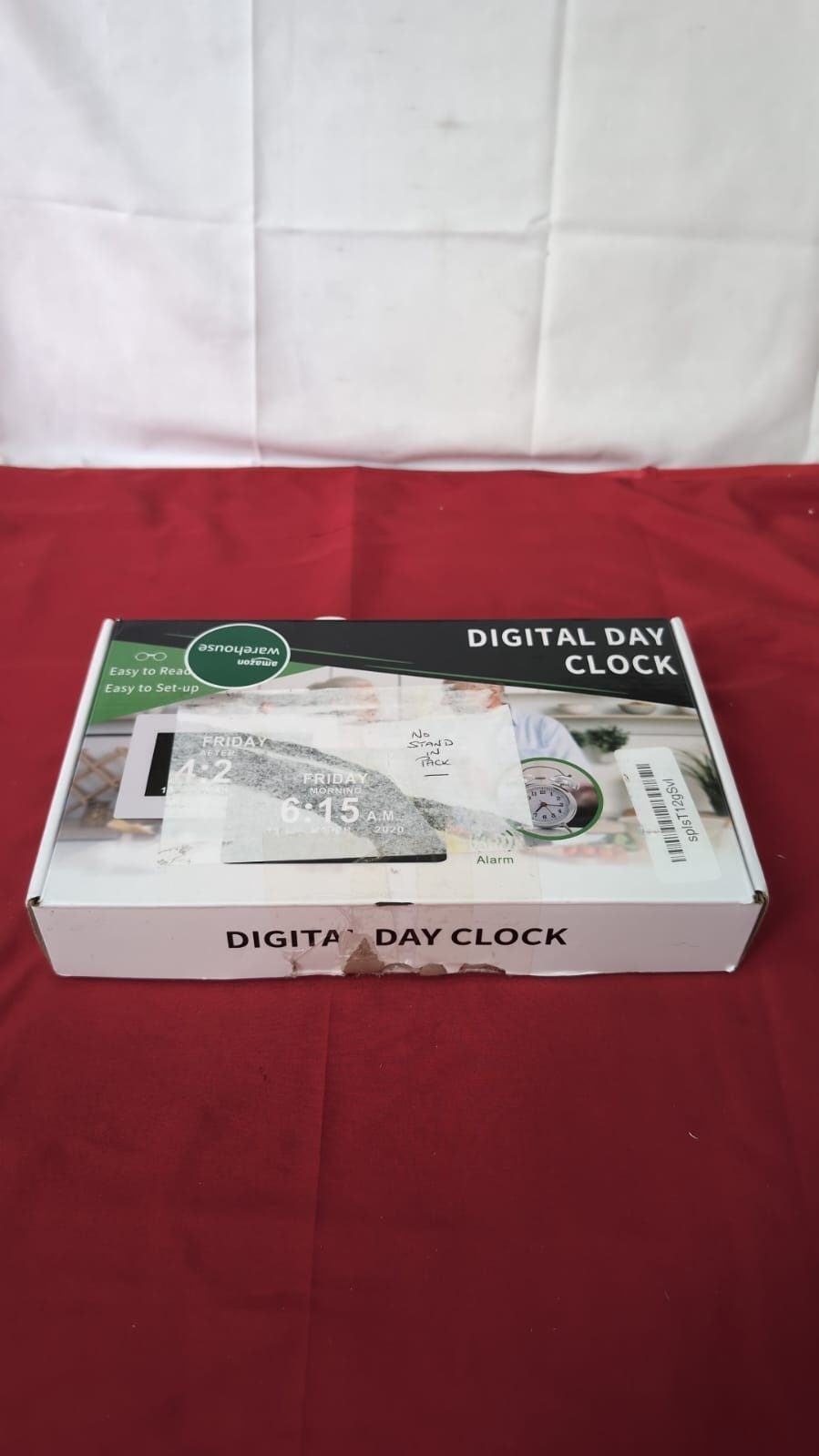 Large Vision Digital Alarm Clock (Box damaged, no stand, only wall hook)