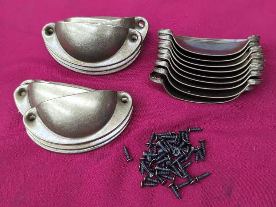 Vintage Shell Cup Drawer Handle Retro Pull  Semicircle Metal 24pcs