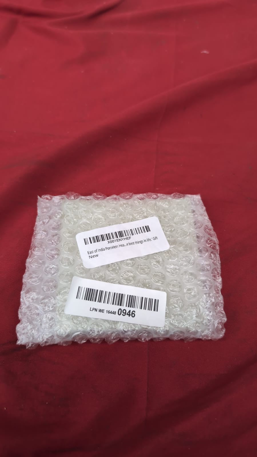 East of India Porcelein Heart Coaster 'The best things in life.' Gift