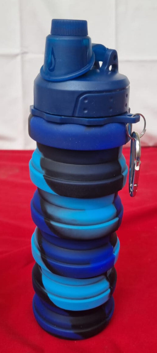 Collapsible Water Bottles Travel Sports Portable mountaineering(Blue camouflage)