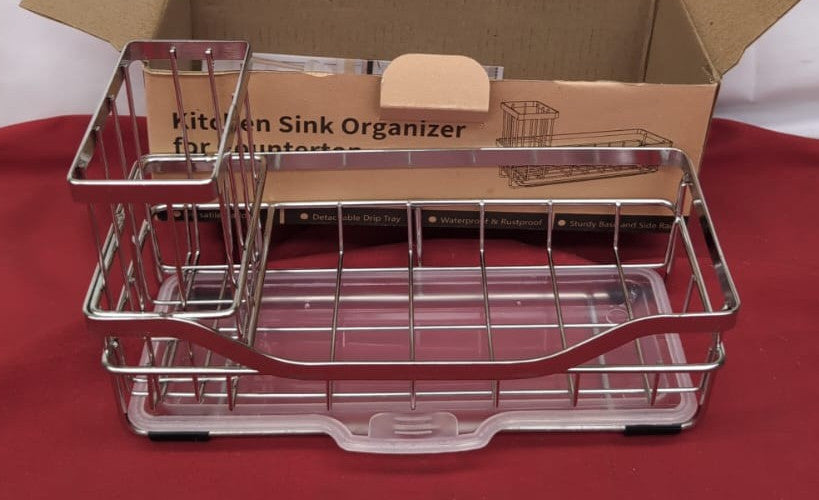 Kitchen Sink Caddy Self-draining Sponge Holder with Brush Storage & Organisation