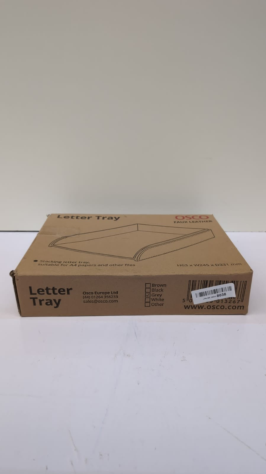 OSCO Faux Leather Letter Tray - Grey