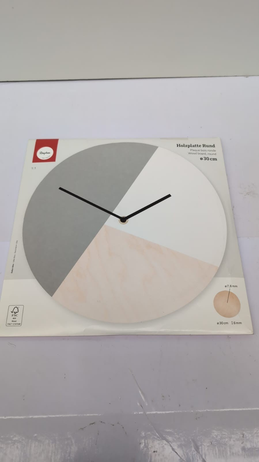 Rayher Round DIY Clock Face to Decorate, Wood Board  30cm(pack damaged)