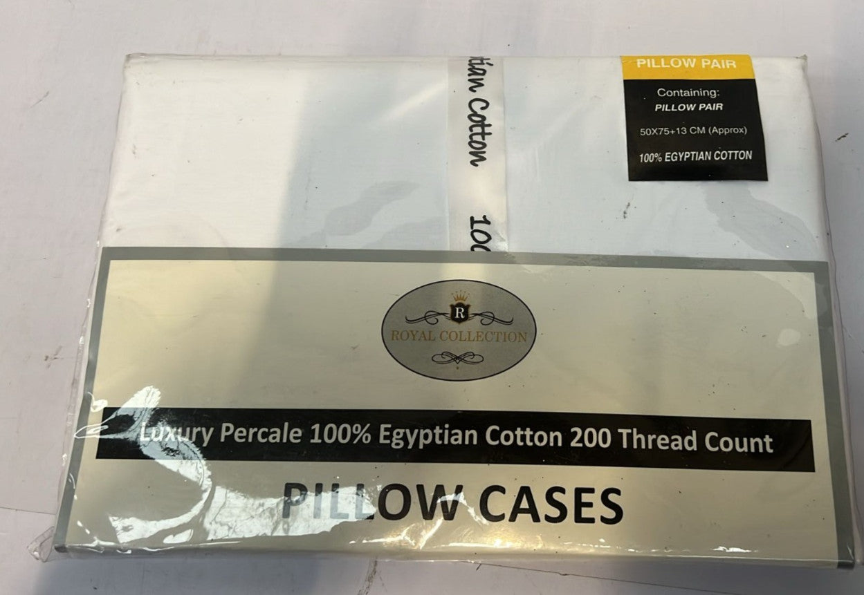 Royal Collection Cotton Percale Pillowcases 2 Pack White 50x75cm