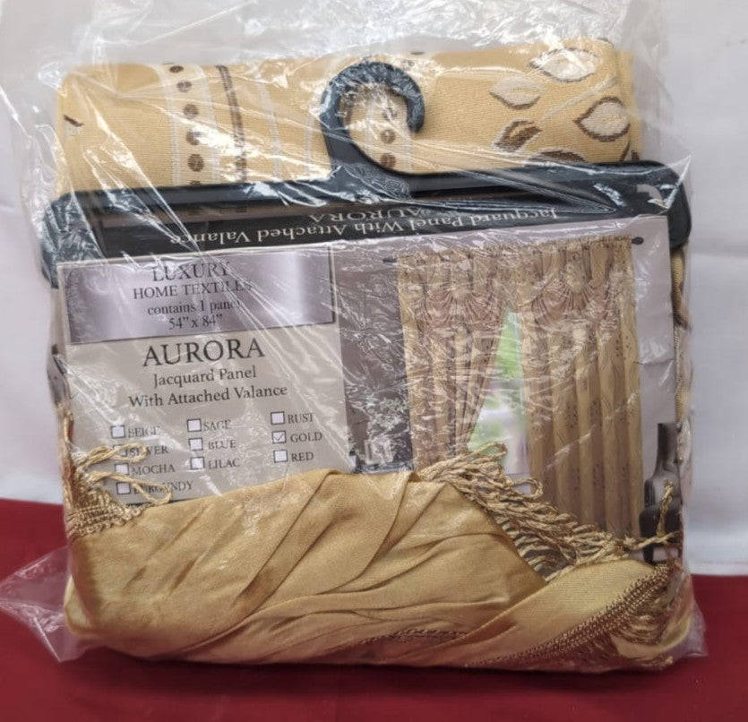 Aurora Jacquard Look Curtain Panel Set with Attached Valance 54" X 84 (2pack)