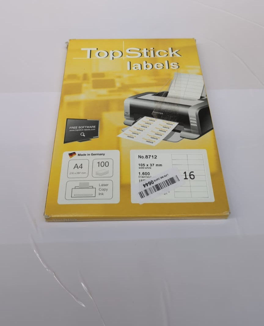 TopStick 8712 Multi-Purpose Labels, 16 Labels Per A4 Sheet (packaging damaged)