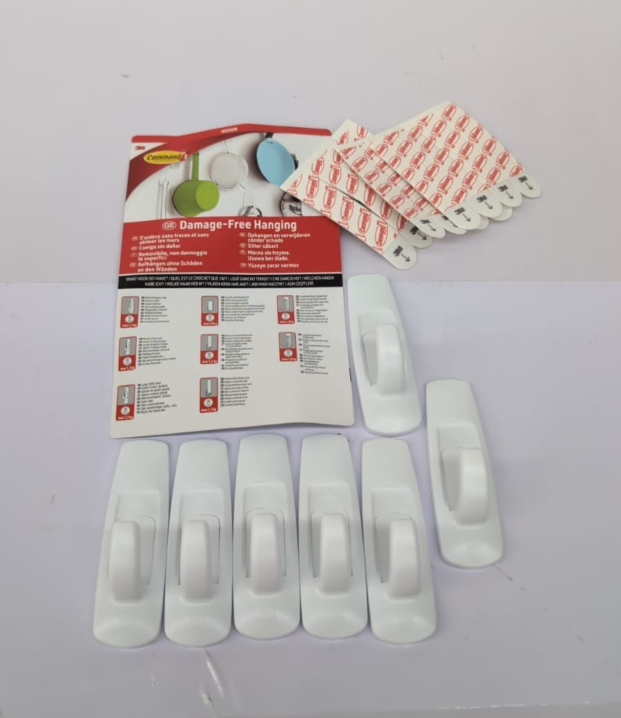 Command Large Utility Hook, Pack of 7 Hooks w/Adhesive Strips(Packaging Missing)