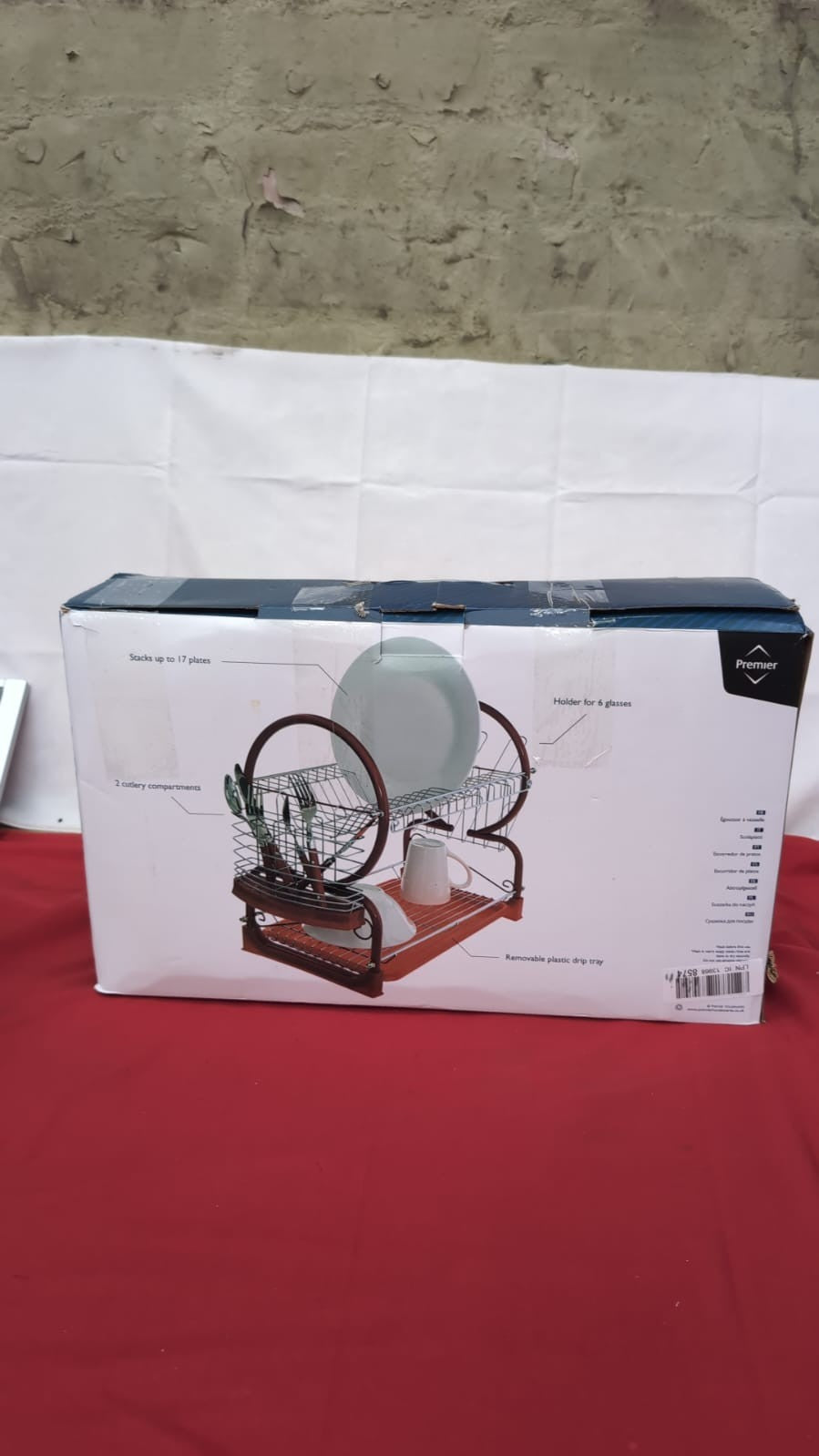 Premier Housewares 2 Tiers Dish Drainer / Dish Rack ,Red(box damaged)