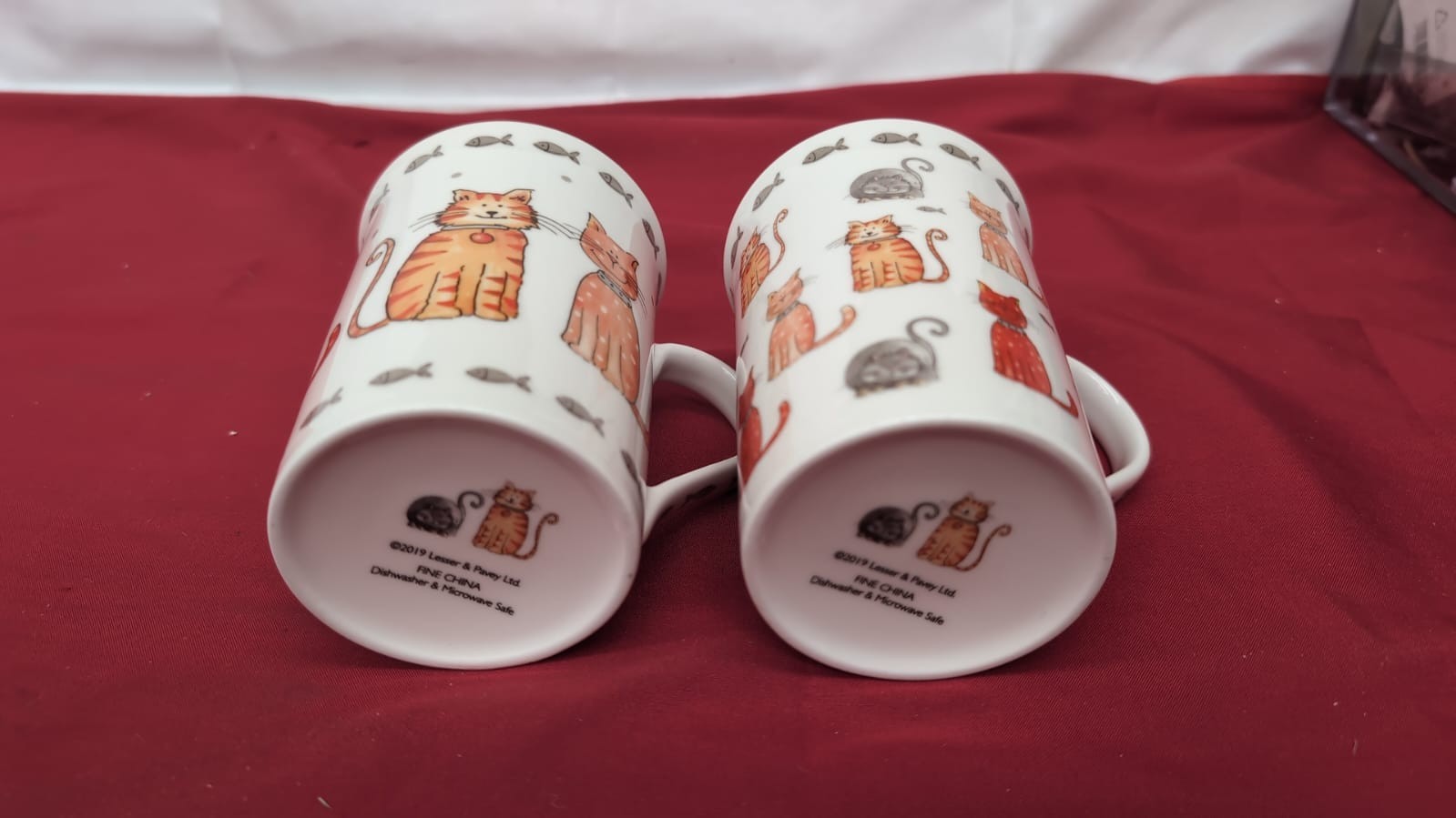 Lesser & Pavey Faithful Friends Cat Mugs Set of 2 | Ceramic Coffee Mugs Set
