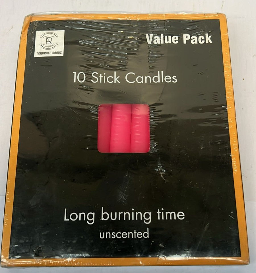 REQUISITE NEEDS Pack of 10 x Wax Stick Candles