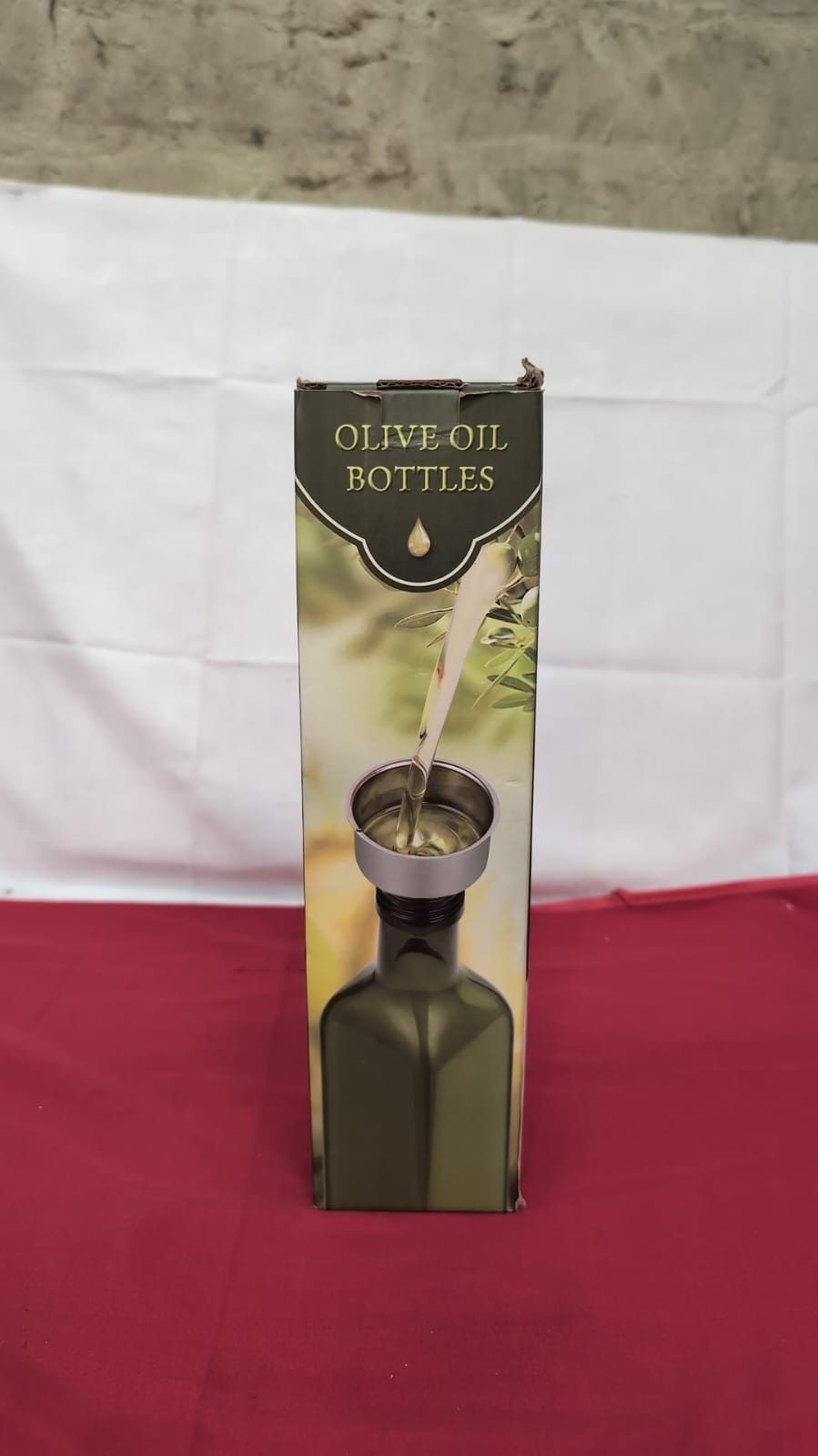 Glass Olive Oil Dispenser Bottle - 500ml Oil  Cruet w/ Pourers & funnel,Green
