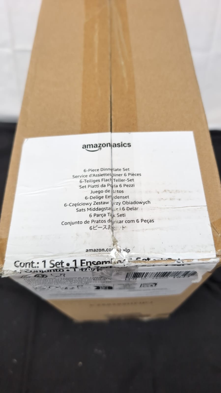 Amazon Basics 6-Piece White Dinner Plate Set, 10.5 inches
