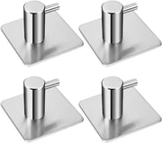4 Pack Rustproof Stainless Steel Stick on Hooks Self Adhesive from, Waterproof