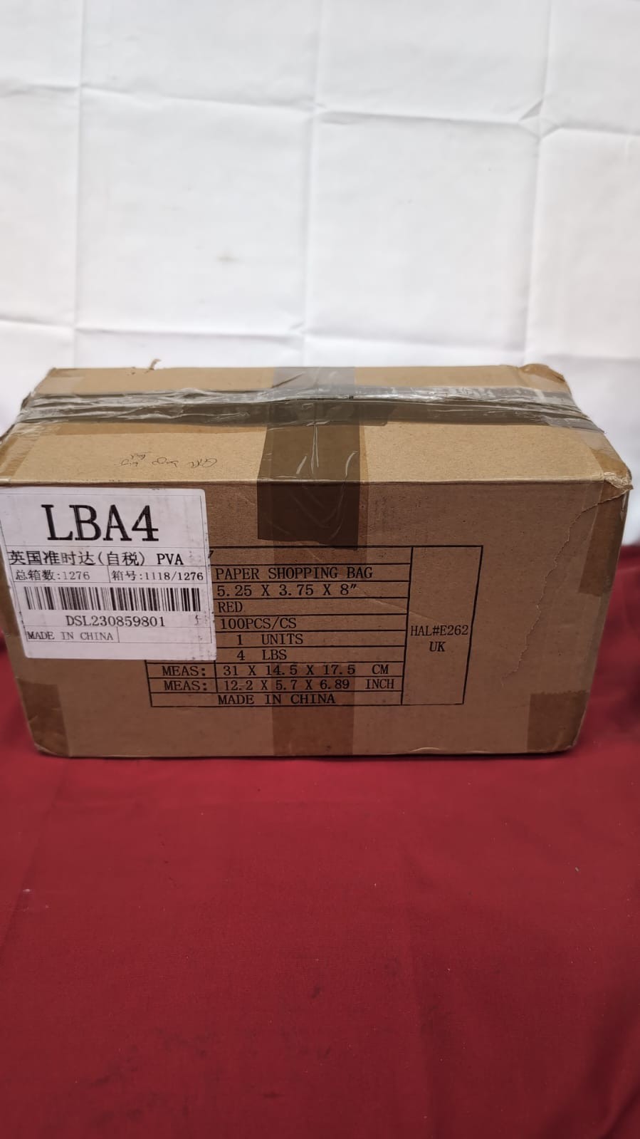 100Pack Red Paper with Handles Bulk Kraft Shopping Bags, Recyclable