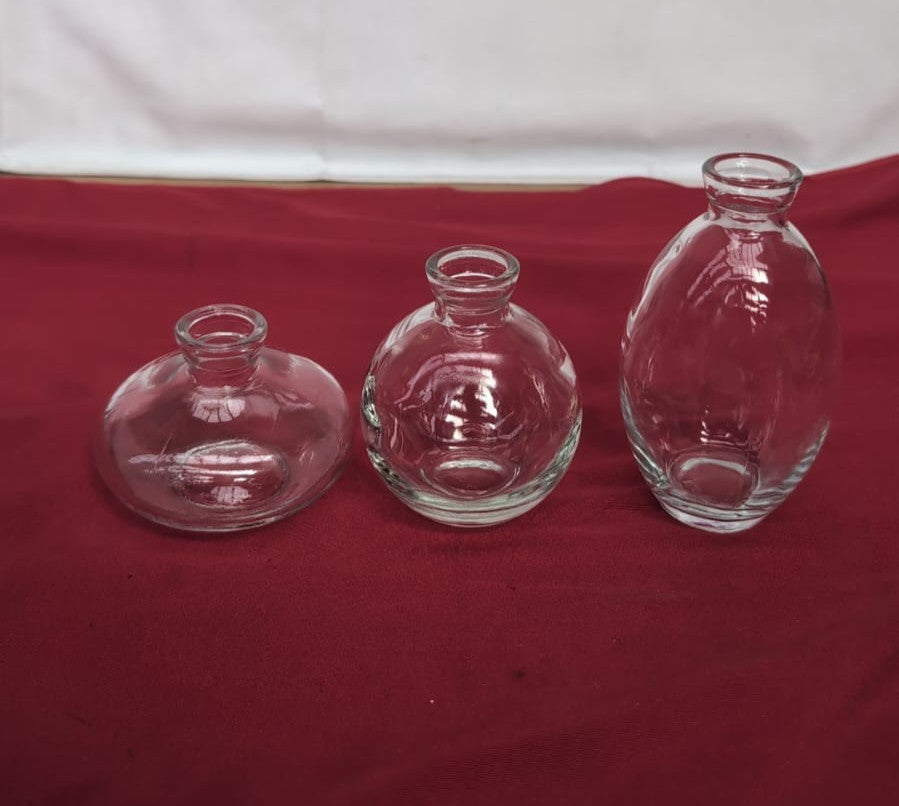 Small Vase for Table Decoration Handmade Glass Vases for Flowers, 3Pcs Clear
