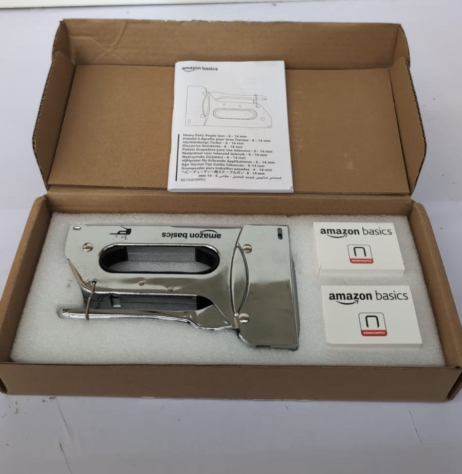 Amazon Basics Heavy Duty Stapler Gun with 1000 Staples, (box opened)