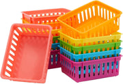 12-Pack of Plastic Storage Baskets, Organiser Baskets, 6 Colours