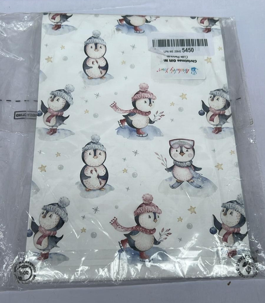 Christmas Wrapping Paper. Cute Penguin design. Gift Wrap