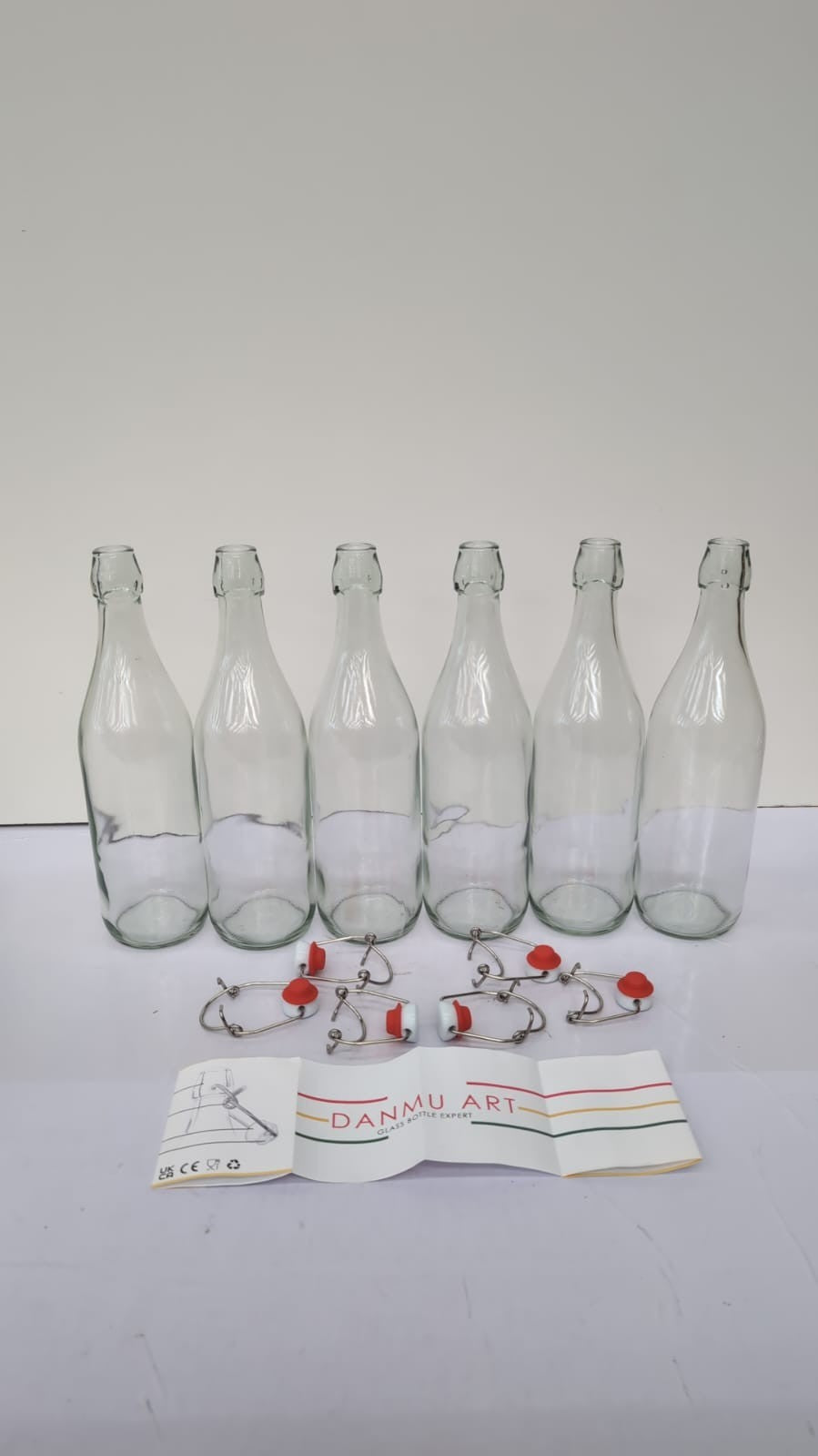Danmu Art 6PCS Glass Bottles with Swing Top - Airtight Preserve Bottles 35oz